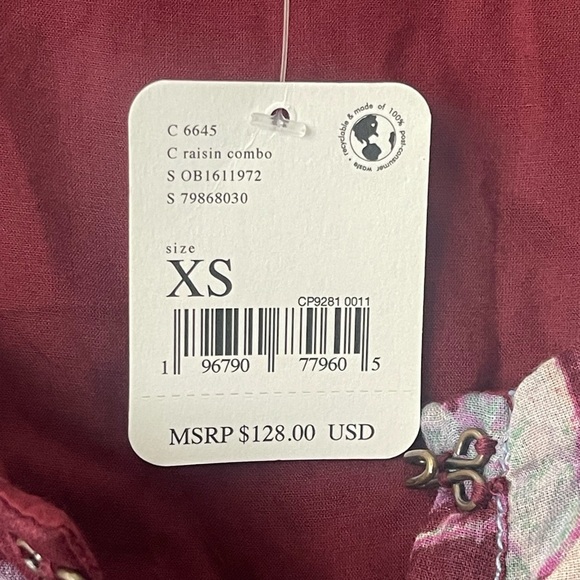 Free People BOHO Sully Mini Dress Purple Floral Print Flared Raisin Sz XS - Picture 6 of 11